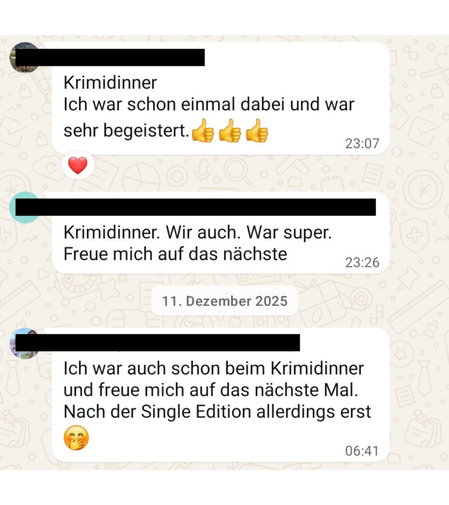 Krimidinner Mallorca Referenzen